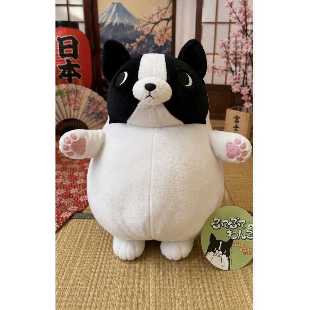 Yamani Futebute Wanko Plush M Size Grumpy Dog Boston Terrier Kawaii Japan NWT
